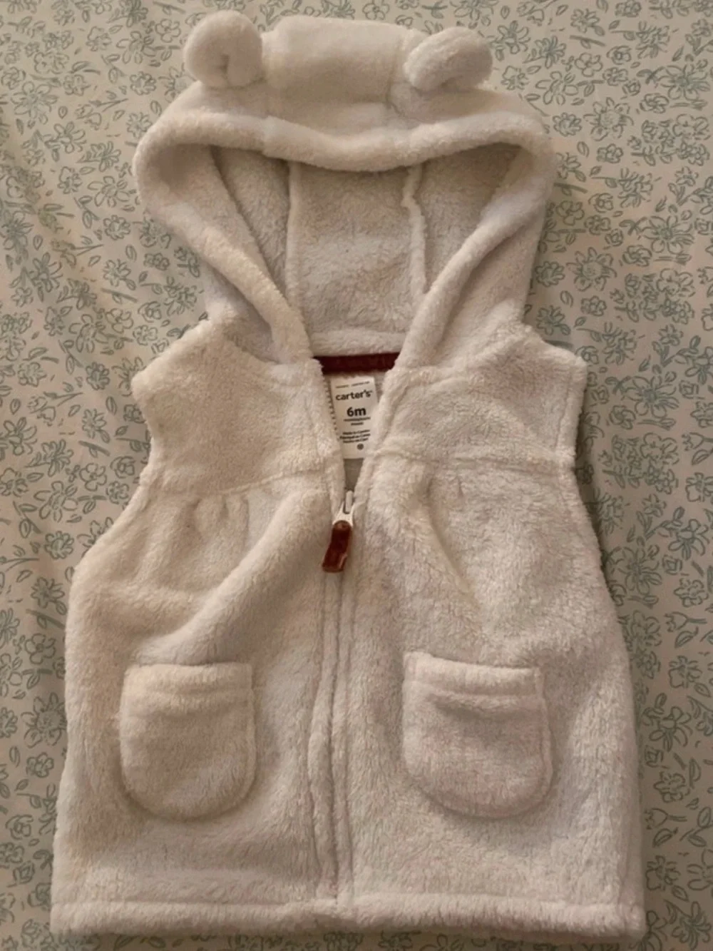 Carter's Cream Plush Hooded Vest with Ears